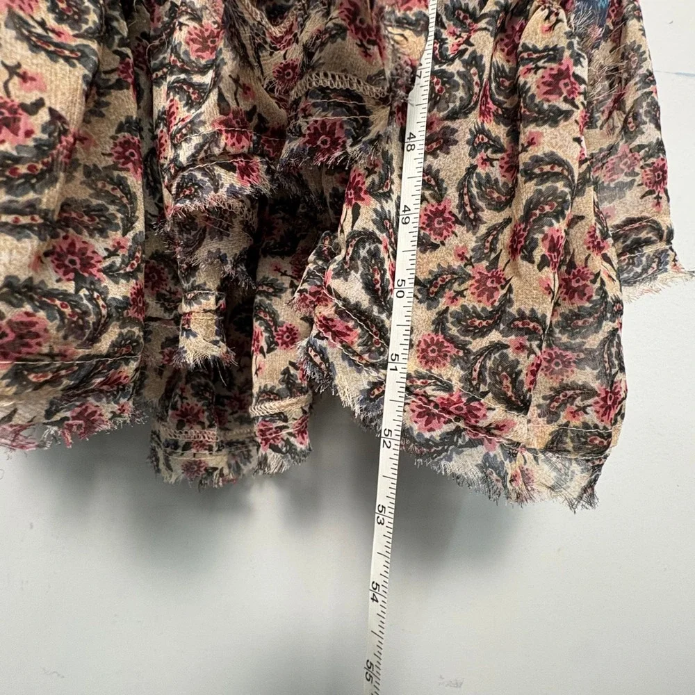 Free People Estelle Floral Paisley Mixed Print Maxi Dress Large L Tassels Boho